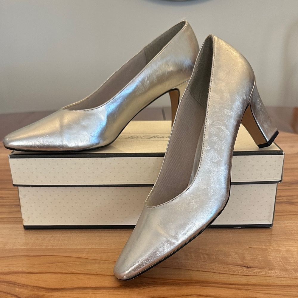 Life Stride Shimmering Silver Heels